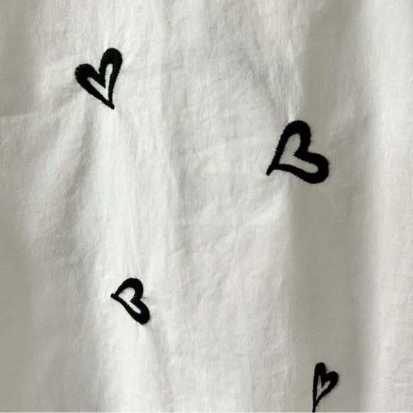 Hunter Bell Nigel Shirt White Embroidered Heart Size Large Long Sleeve Cotton - Picture 4 of 8